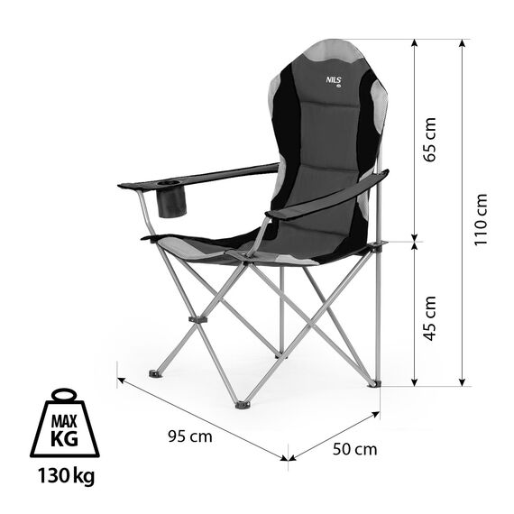 NILS CAMP krzesło turystyczne wędkarskie NC3080 szare, 2 zdjęcie