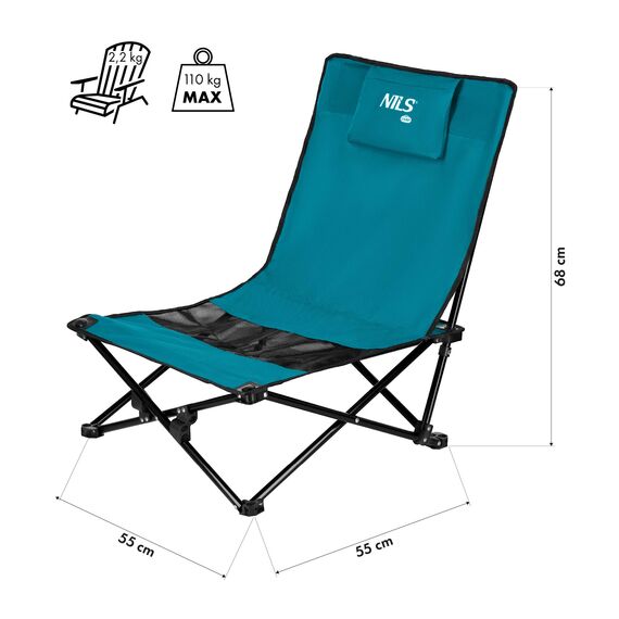 NILS CAMP krzesło turystyczne leżak na plaże NC3306 grantowe, Kolor: szary, Waga: 0,5, 10 zdjęcie