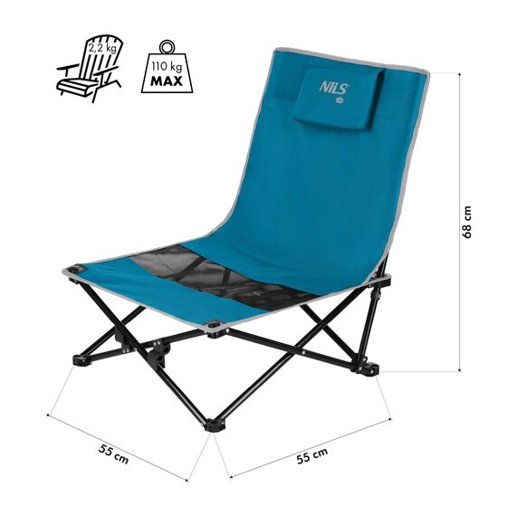 NILS CAMP krzesło turystyczne leżak na plaże NC3306 grantowe, Kolor: szary, Waga: 0,5, 11 zdjęcie