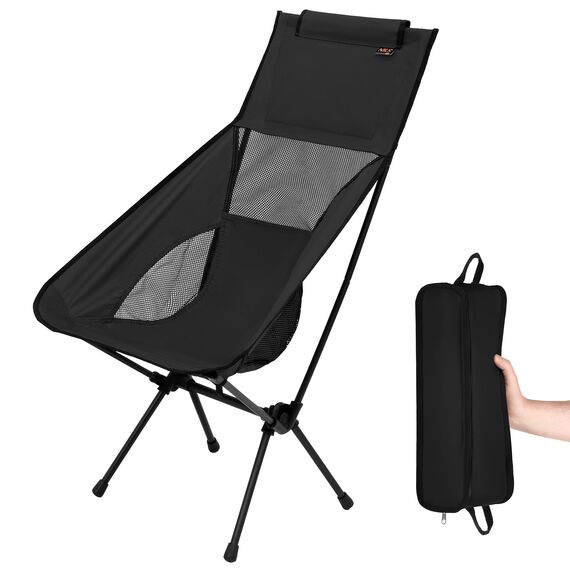 NILS CAMP składane krzesło turystyczne z etui NC3321 czarne, Kolor: czarny, Waga: 0,5