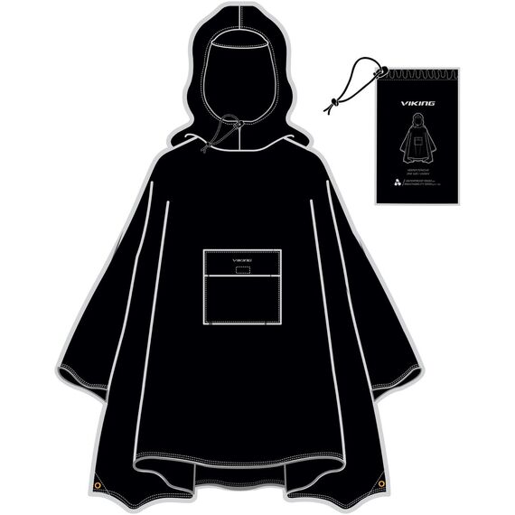 VIKING Poncho przeciwdeszczowe dla dorosłych Vesper czarne, 3 zdjęcie VIKING Poncho przeciwdeszczowe dla dorosłych Vesper czarne, 3 zdjęcie