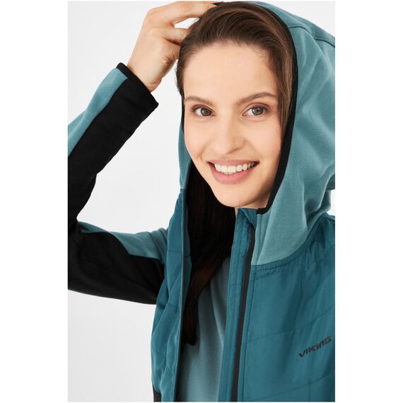 Kurtka damska VIKING Creek Hoodie Bamboo Lady rozpinana z kapturem zielono-czarna, Kolor: turkusowy, Rozmiar: XS, 6 zdjęcie
