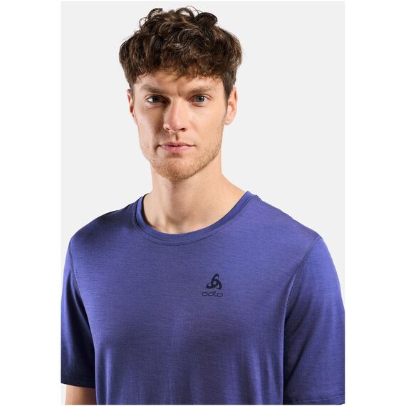 Koszulka męska Odlo BL TOP crew neck s/s MERINO 160 niebieska, Kolor: niebieski, Rozmiar: M, 4 zdjęcie