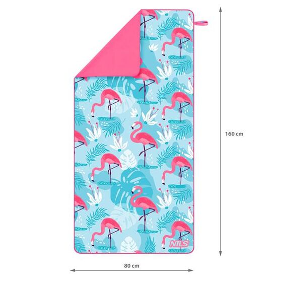 NILS NCR14 Ręcznik Z Mikrofibry Flamingi 160X80 cm