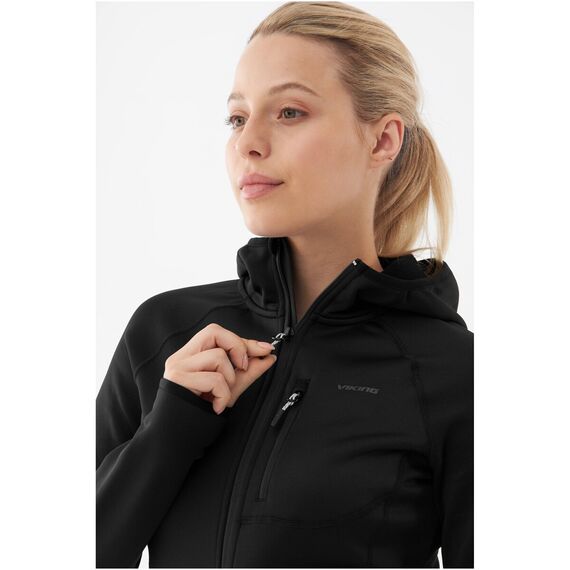 Bluza damska VIKING Jukon Lady Hoodie Polartec rozpinana z kapturem czarna