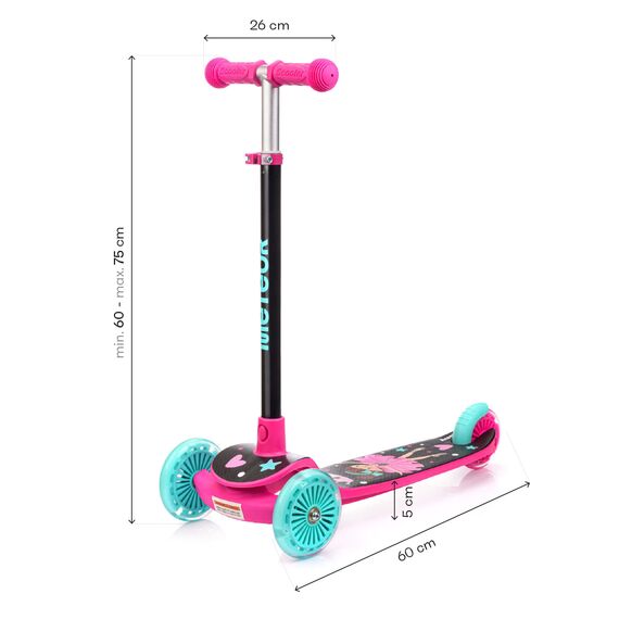 METEOR hulajnoga dziecieca dla dziewczynki trójkołowa Funny, Kolor: różowy, 4 zdjęcie METEOR hulajnoga dziecieca dla dziewczynki trójkołowa Funny, Kolor: różowy, 4 zdjęcie