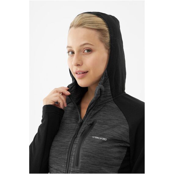 Bluza damska VIKING Delmore Hoodie Lady rozpinana z kapturem czarna