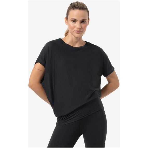 SUPER.NATURAL Koszulka z krótkim rękawkiem damska merino Yoga Losee Tee czarna, Kolor: czarny, Rozmiar: M