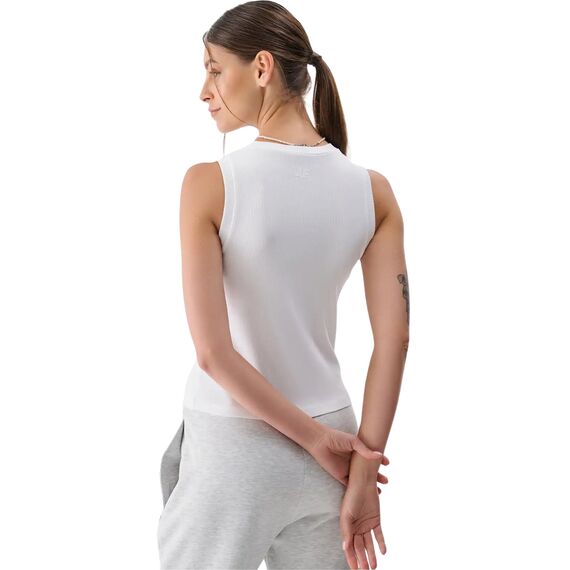 4F top prążkowany bawełniany damski na ramiączkach 4FWMM00TSLEF132 biały, Kolor: biały, Rozmiar: XXL, 3 zdjęcie