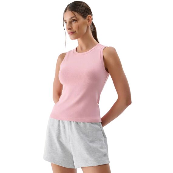 4F top prążkowany bawełniany damski na ramiączkach 4FWMM00TSLEF132 różowy, Kolor: różowy, Rozmiar: XXL