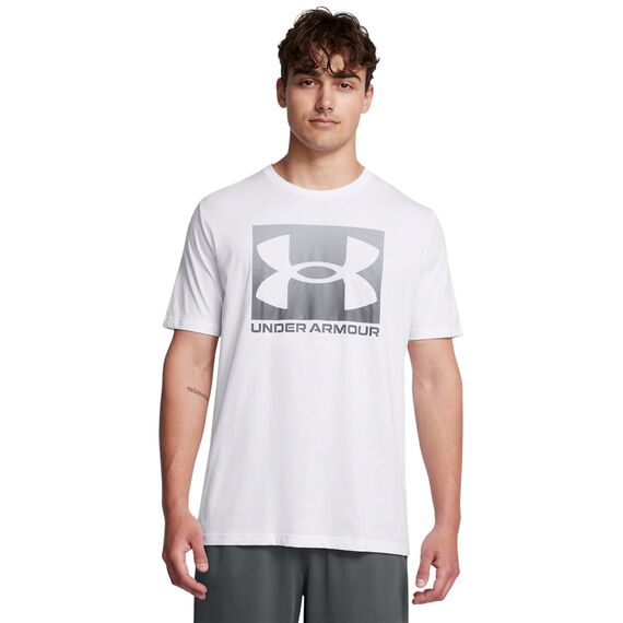 UNDER ARMOUR koszulka męska t-shirt z logo Boxed, Kolor: biały, Rozmiar: L