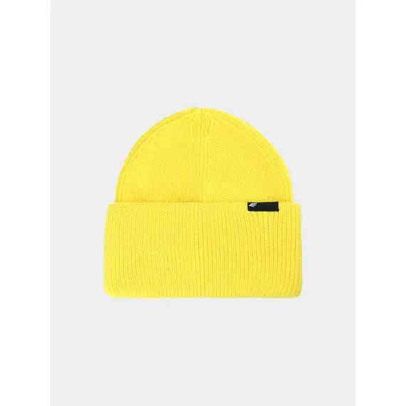 4F czapka z szerokim wywinięciem typu beanie 4FJWAW25ACAPU652, Kolor: żółty, Rozmiar: one size