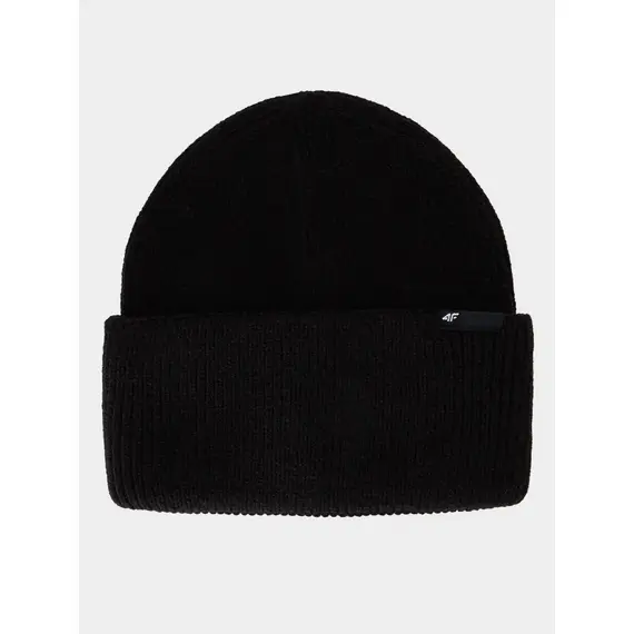 4F czapka z szerokim wywinięciem typu beanie 4FJWAW25ACAPU652, Kolor: czarny, Rozmiar: one size