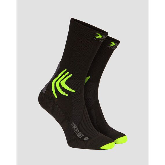 Skarpety rowerowe na zimne dni X-Socks WINTER BIKE 4.0 czarno-zielone, Kolor: czarny, Rozmiar: 35/38