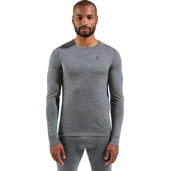 ODLO Koszulka męska BL TOP crew neck l/s MERINO 200 szara, Kolor: szary, Rozmiar: S