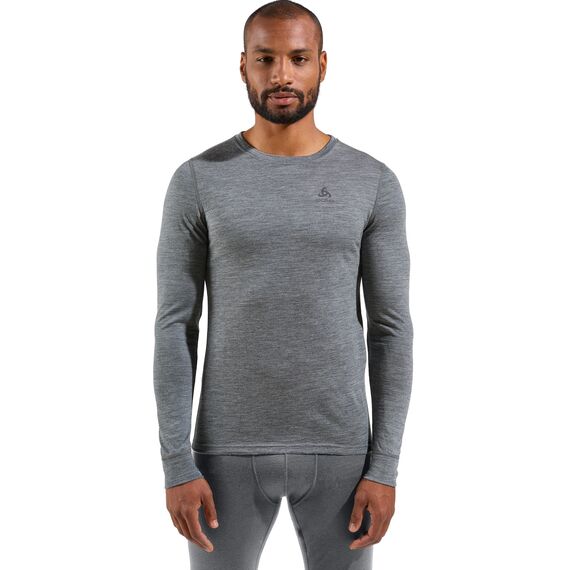 ODLO Koszulka męska BL TOP crew neck l/s MERINO 200 szara, Kolor: szary, Rozmiar: M