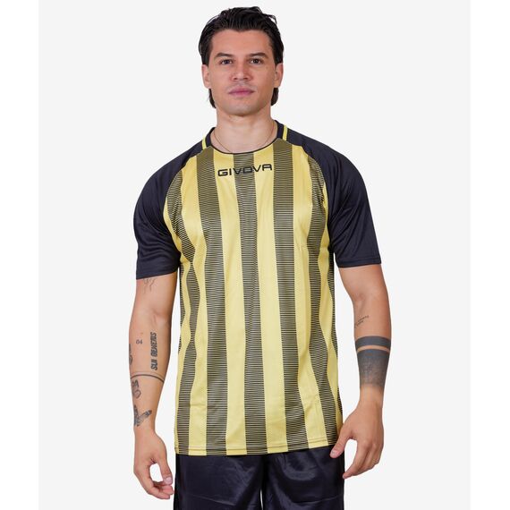 GIVOVA koszulka męska t-shirt treningowy  TRATTO INTERLOCK czarno-żółta, Kolor: czarny, Rozmiar: XS