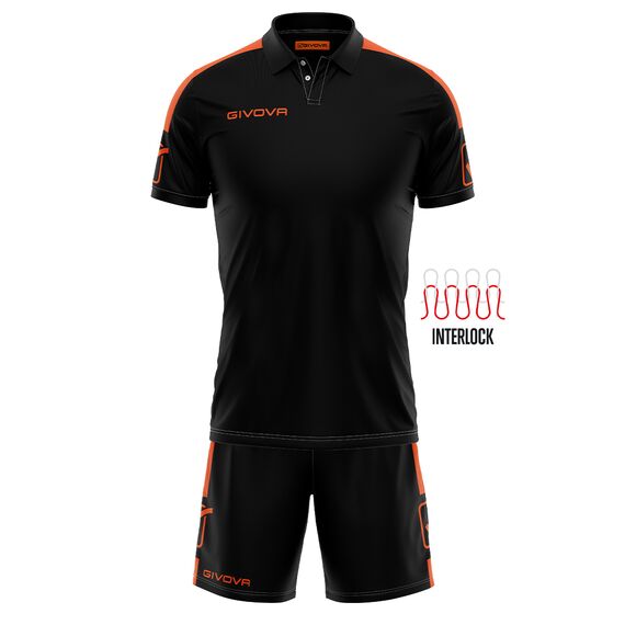 GIVOVA strój piłkarski koszulka + spodenki KIT PLAY czarny, Kolor: czarny, Rozmiar: L