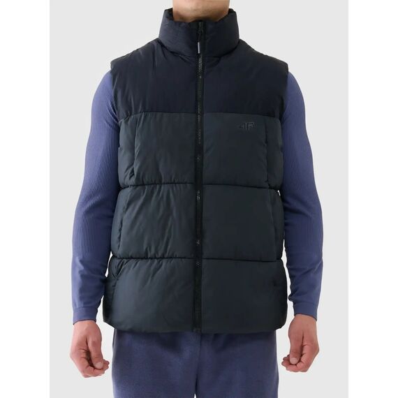 4F bezrękawnik męski ze stójką z wypełnieniem syntetycznym 4FWAW25TVJAM229 czarny
