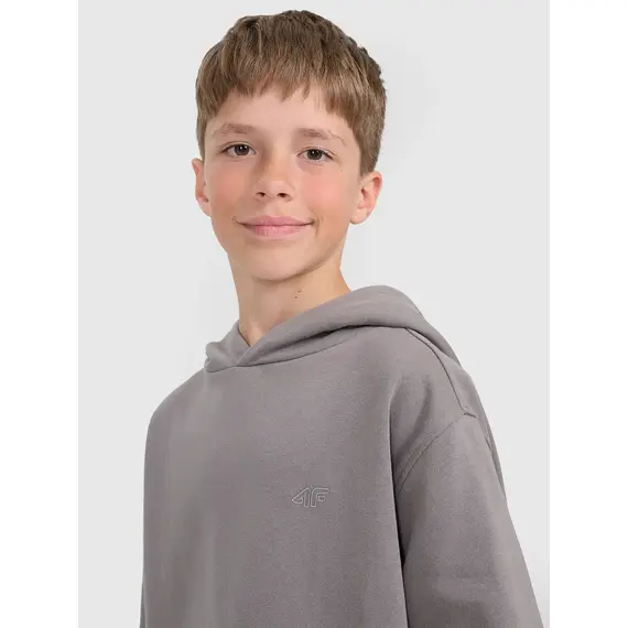 4F bluza dresowa chłopięca z kapturem 4FJWAW25TSWSM1945 szary