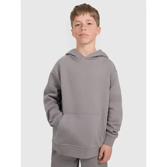 4F bluza dresowa chłopięca z kapturem 4FJWAW25TSWSM1945 szary