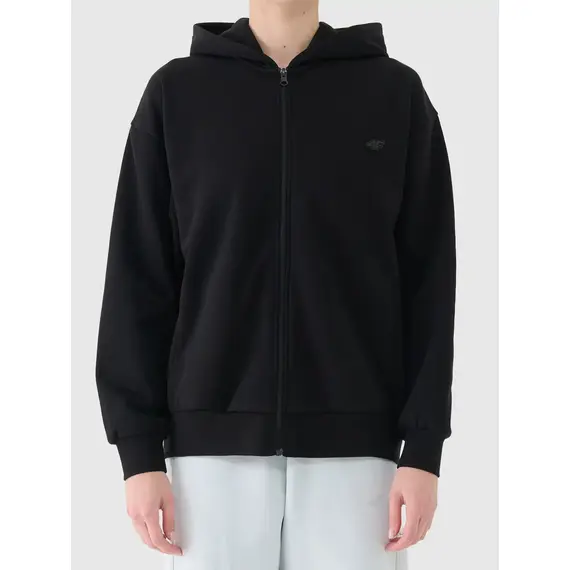4F bluza damska z kapturem na zamek 4FWAW25TSWSF1886 czarny