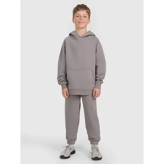 4F bluza dresowa chłopięca z kapturem 4FJWAW25TSWSM1945 szary