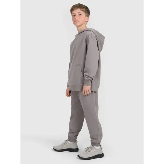 4F bluza dresowa chłopięca z kapturem 4FJWAW25TSWSM1945 szary