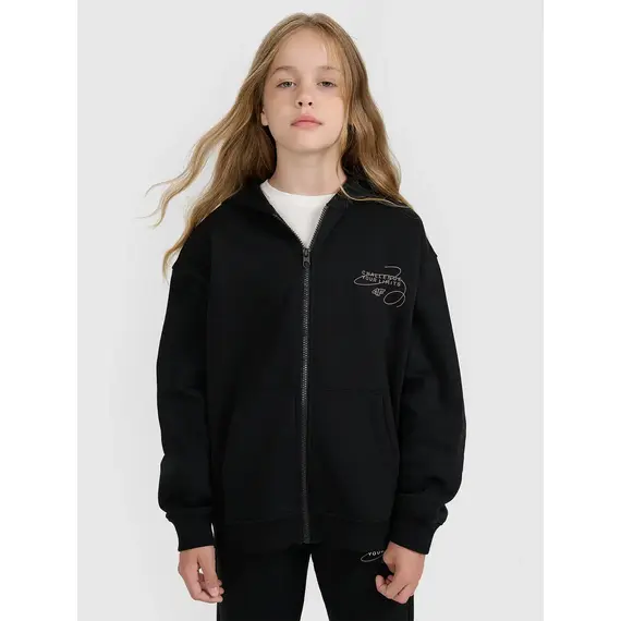 4F bluza dresowa dla dziewczynek rozpinana 4FJWAW25TSWSF1941 czarny