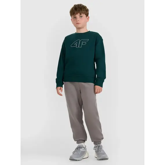 4F bluza dresowa chłopięca bez kaptura 4FWAW25TSWSM1960 zielony