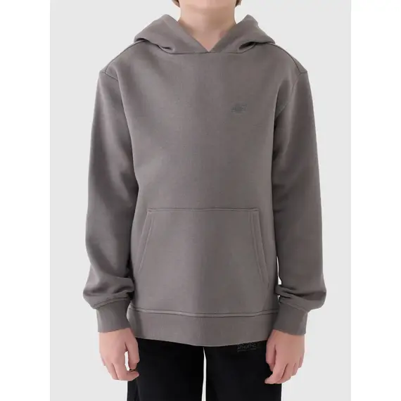 4F bluza dresowa chłopięca z kapturem 4FJWAW25TSWSM1945 szary