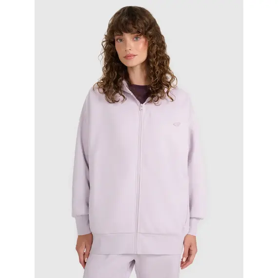 4F bluza damska z kapturem na zamek 4FWAW25TSWSF1886 fioletowy