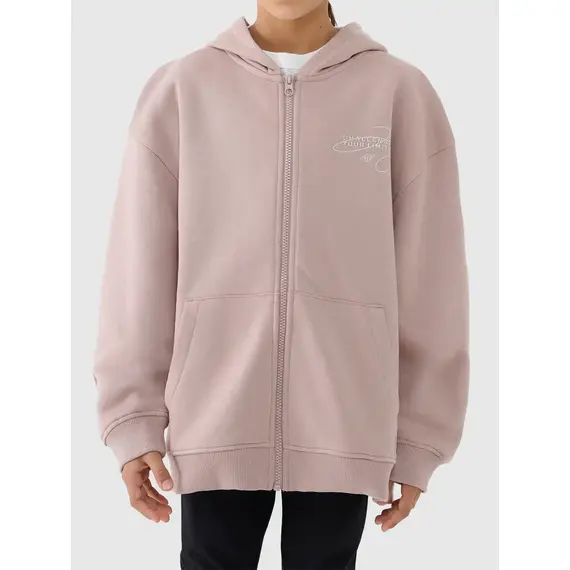 4F bluza dresowa dla dziewczynek rozpinana 4FJWAW25TSWSF1941 beżowy