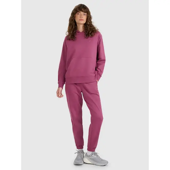 4F bluza dresowa damska z kapturem 4FWAW25TSWSF1976 czerwony