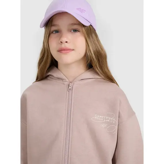 4F bluza dresowa dla dziewczynek rozpinana 4FJWAW25TSWSF1941 beżowy