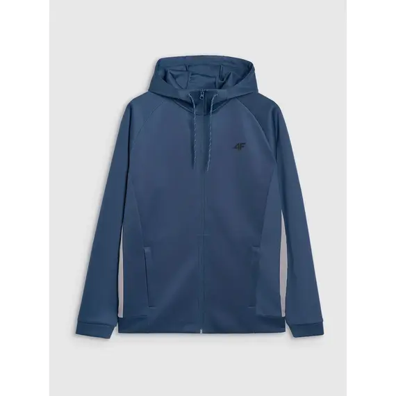 4F bluza męska treningowa zapinana z wykończeniem szybkoschnącym 4FWAW25TFSWM587 niebieski