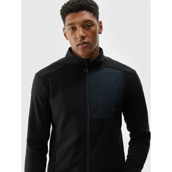4F bluza polarowa męska z kieszonką na klatce 4FWAW25TFLEM414 czarny