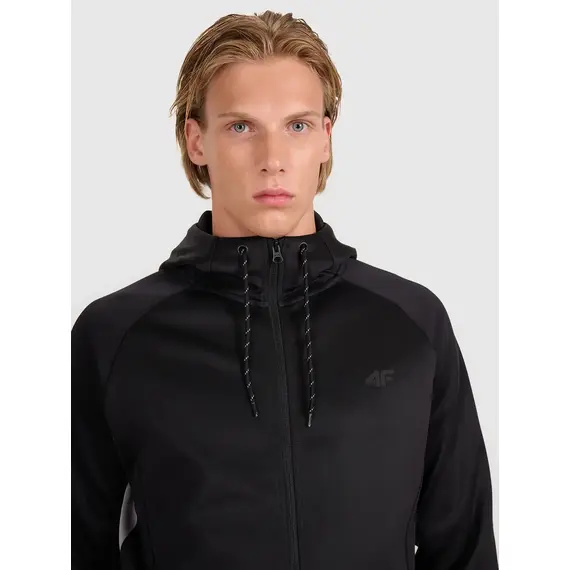 4F bluza męska treningowa zapinana z wykończeniem szybkoschnącym 4FWAW25TFSWM587 czarny