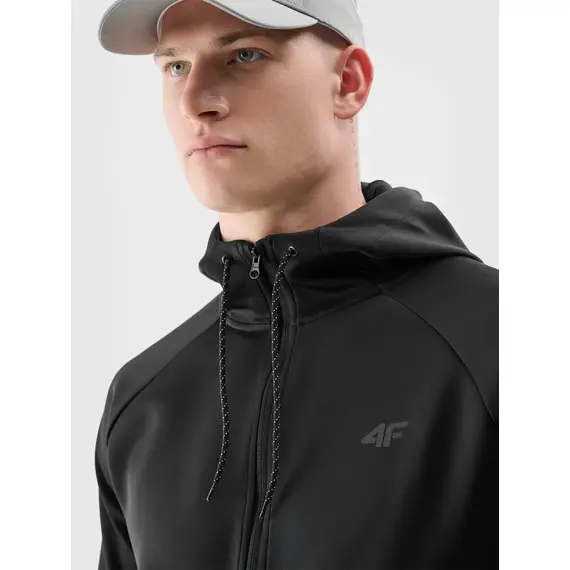4F bluza męska treningowa zapinana z wykończeniem szybkoschnącym 4FWAW25TFSWM587 czarny