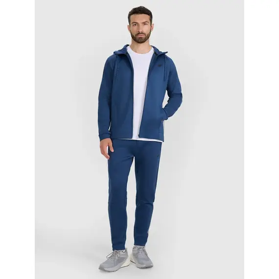 4F bluza męska treningowa zapinana z wykończeniem szybkoschnącym 4FWAW25TFSWM587 niebieski