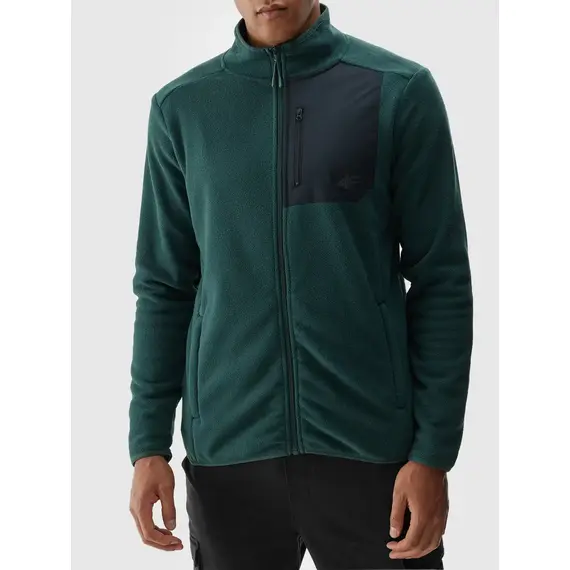 4F bluza polarowa męska z kieszonką na klatce 4FWAW25TFLEM414 zielony
