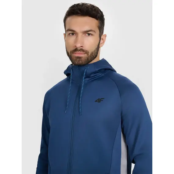 4F bluza męska treningowa zapinana z wykończeniem szybkoschnącym 4FWAW25TFSWM587 niebieski
