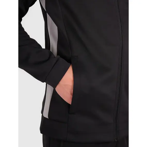 4F bluza męska treningowa zapinana z wykończeniem szybkoschnącym 4FWAW25TFSWM587 czarny