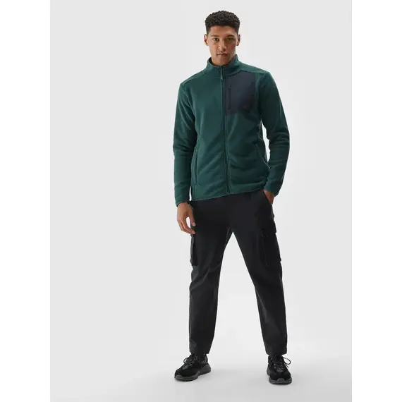 4F bluza polarowa męska z kieszonką na klatce 4FWAW25TFLEM414 zielony