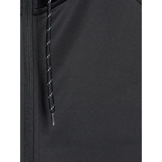 4F bluza męska treningowa zapinana z wykończeniem szybkoschnącym 4FWAW25TFSWM587 czarny