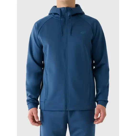 4F bluza męska treningowa zapinana z wykończeniem szybkoschnącym 4FWAW25TFSWM587 niebieski