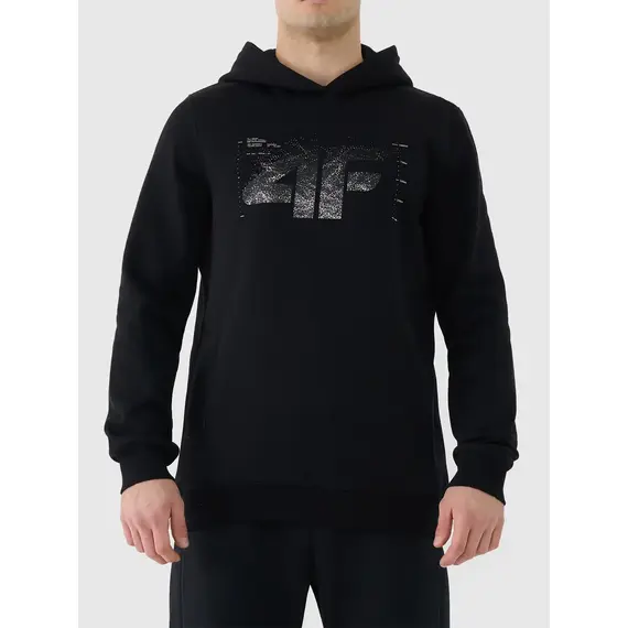 4F bluza męska z kapturem bawełniana 4FWAW25TSWSM1904 czarny