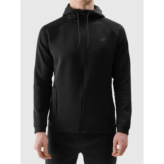 4F bluza męska treningowa zapinana z wykończeniem szybkoschnącym 4FWAW25TFSWM587 czarny