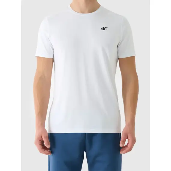4F koszulka męska treningowa z wykończeniem szybkoschnącym 4FWMM00TFTSM1830 biały