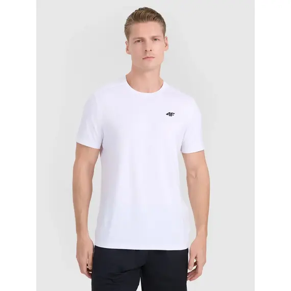 4F koszulka męska treningowa z wykończeniem szybkoschnącym 4FWMM00TFTSM1830 biały